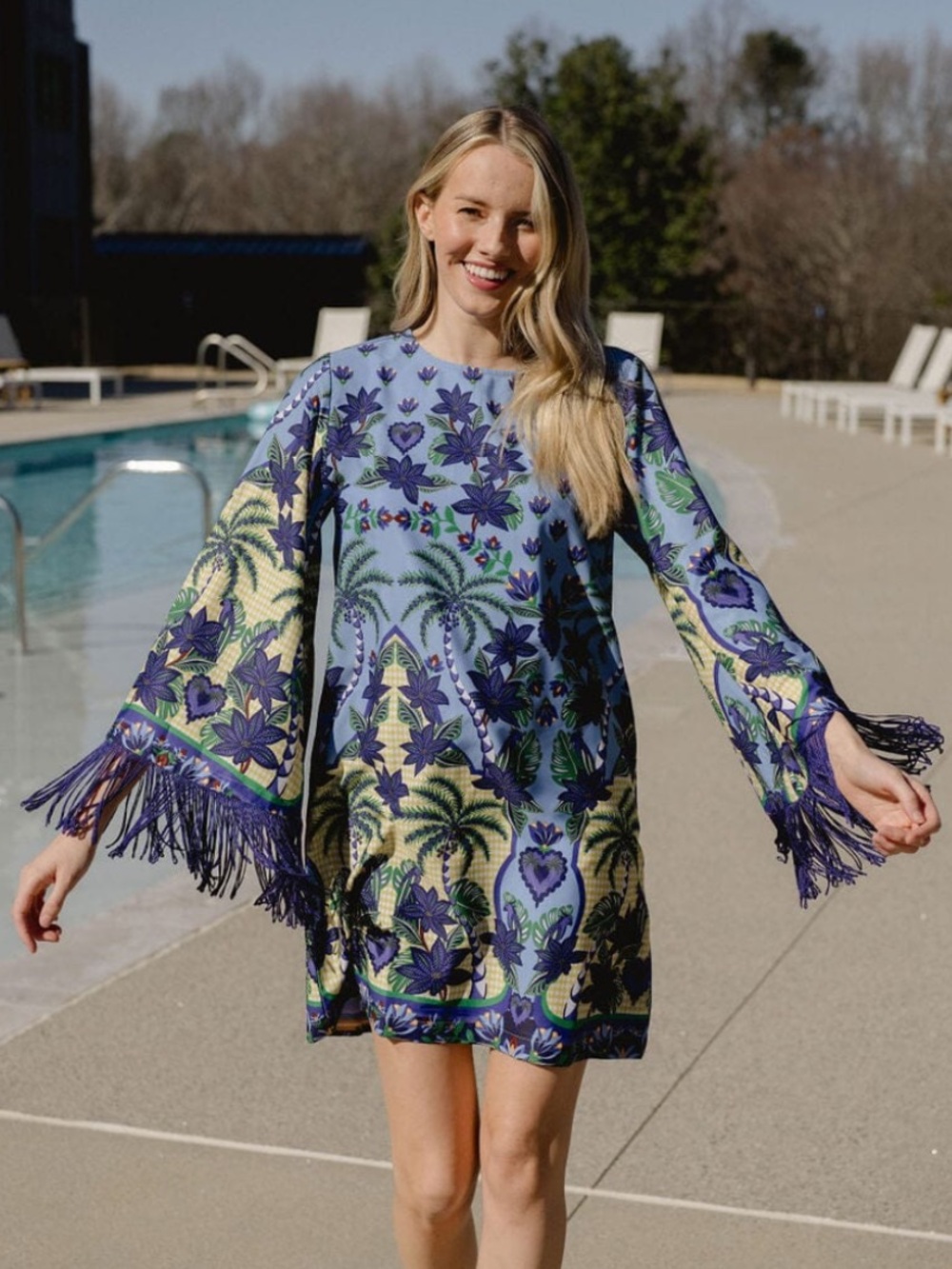 Briton Court Silva Printed Fringe Mini Dress